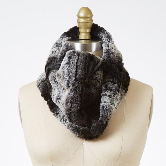 Chinchilla In Black Luxury Faux Fur Neck Warmer