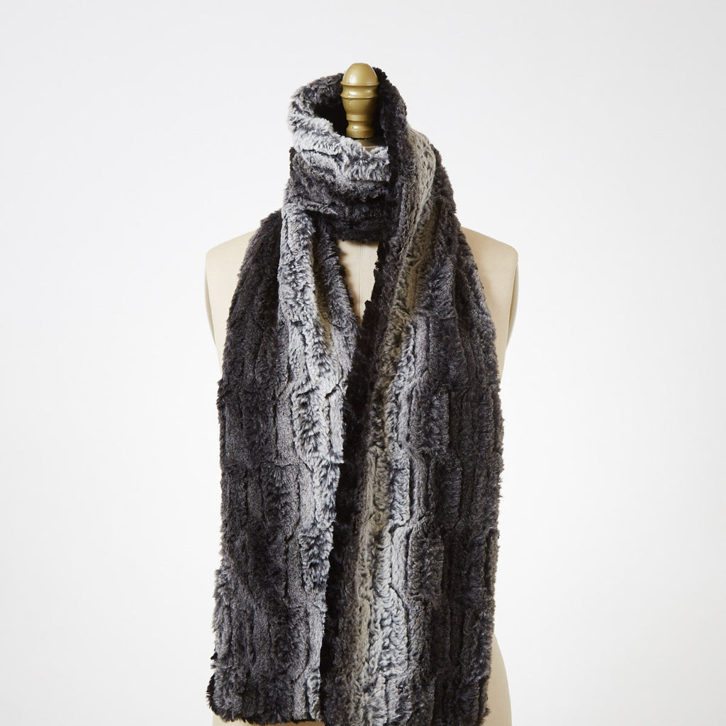 Chinchilla in Blackwith Cuddly Black Luxury Faux Fur Scarf