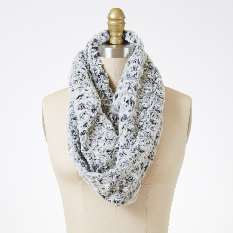 Rosebud in Black Luxury Faux Fur Infinity Scarf