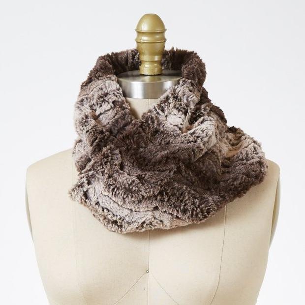 Chinchilla in Brown Luxury Faux Fur Neck Warmer