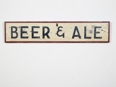 Beer & Ale, Black Letters, Maroon Boarder Americana Art