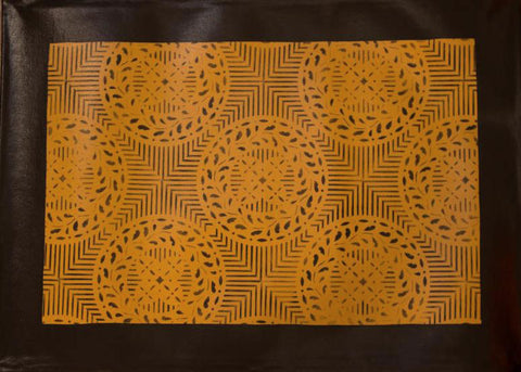 Edward Durant House Circles with Border in Yellow Ochre Floorcloth