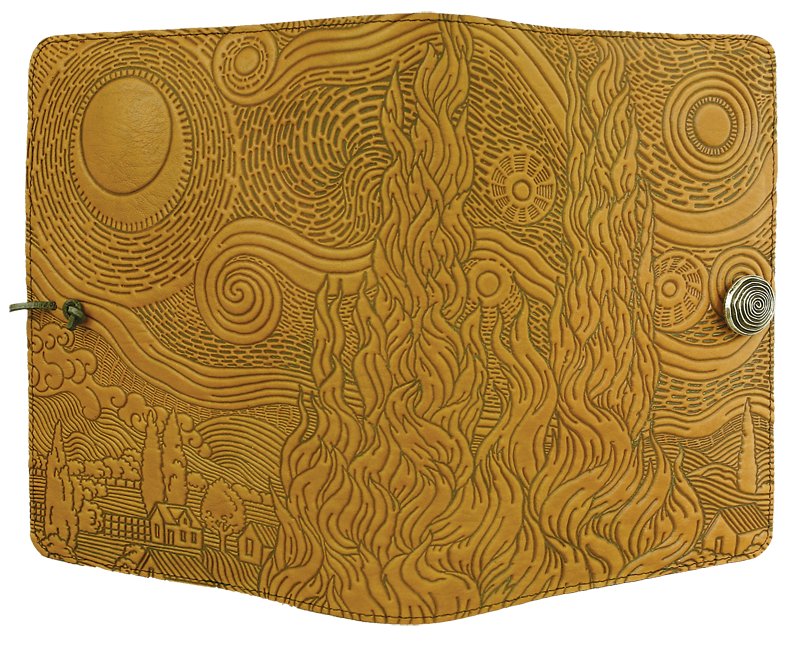 Small Leather Journal - Van Gogh Sky in Marigold