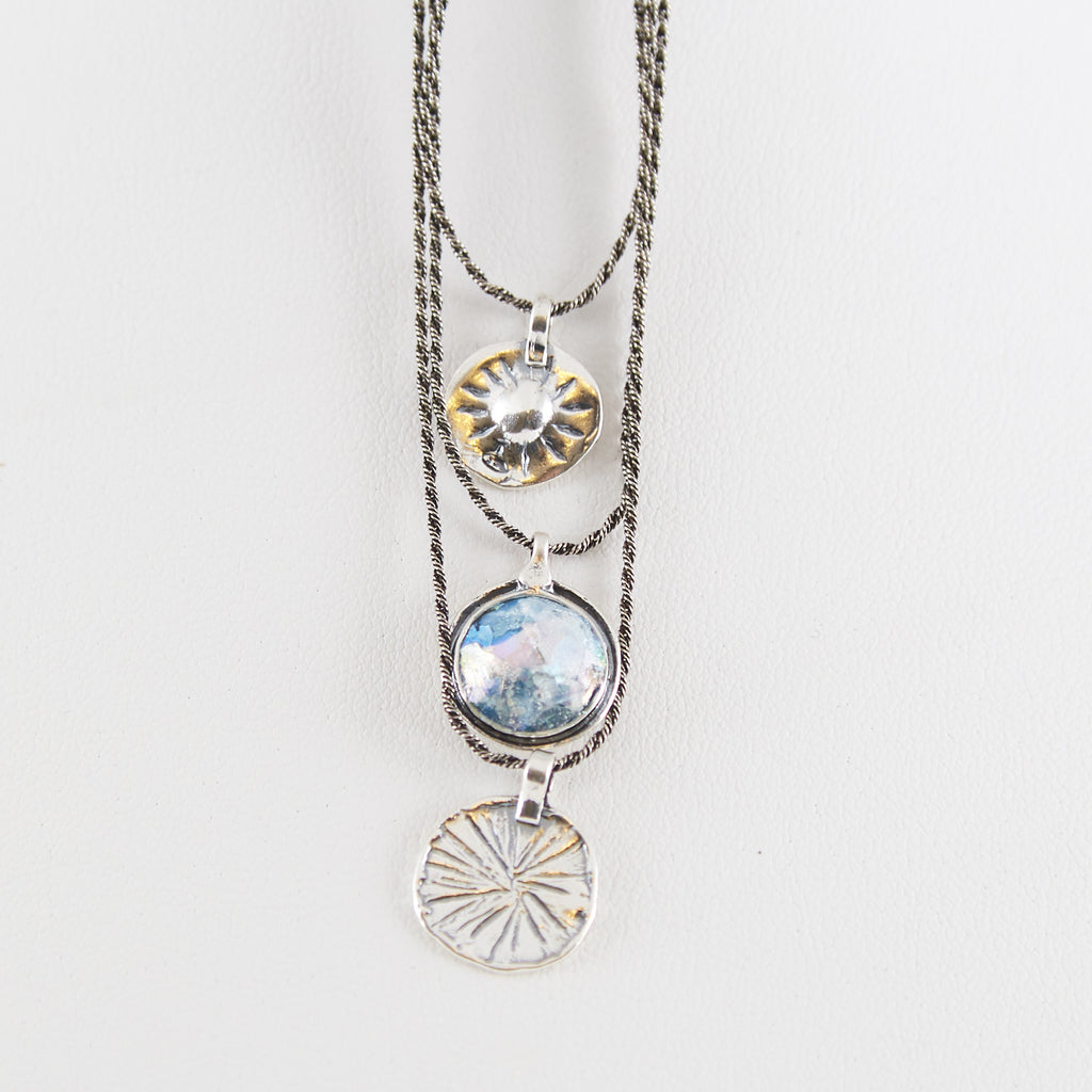 Triple Drop Roman Glass Necklace