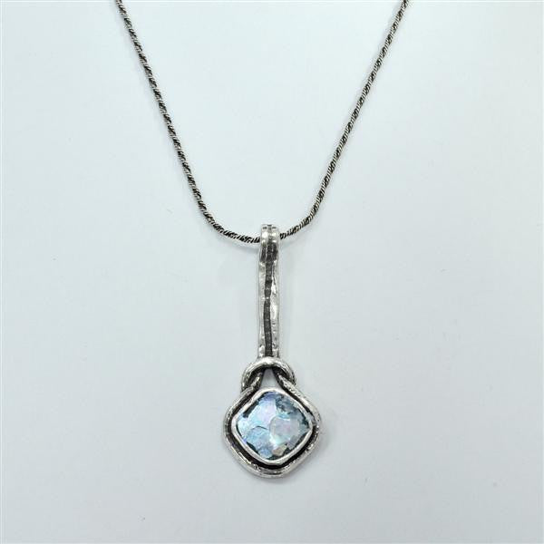 Banjo Long Dangle Patina Roman Glass Necklace
