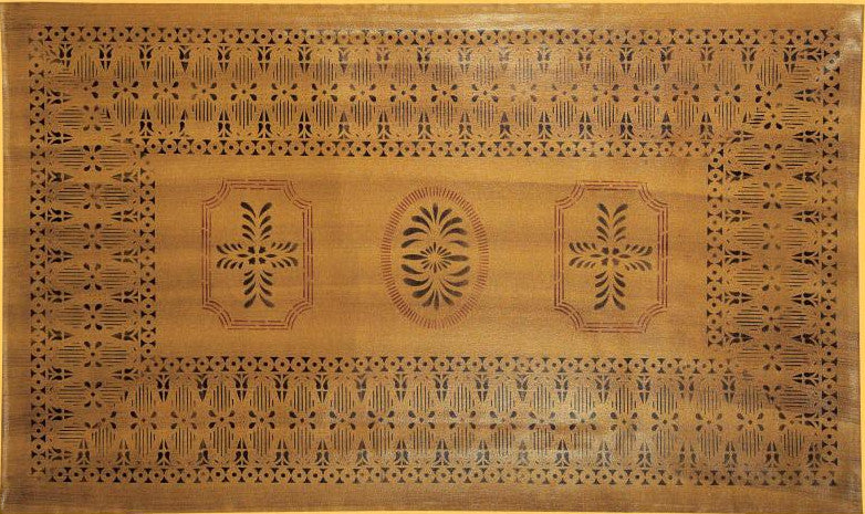 Bump Tavern Floorcloth with Border in Antique - Size 32''x 52''