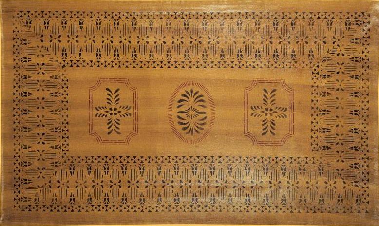 Bump Tavern Floorcloth with Fancy Border in Antique - Size 32 x 52