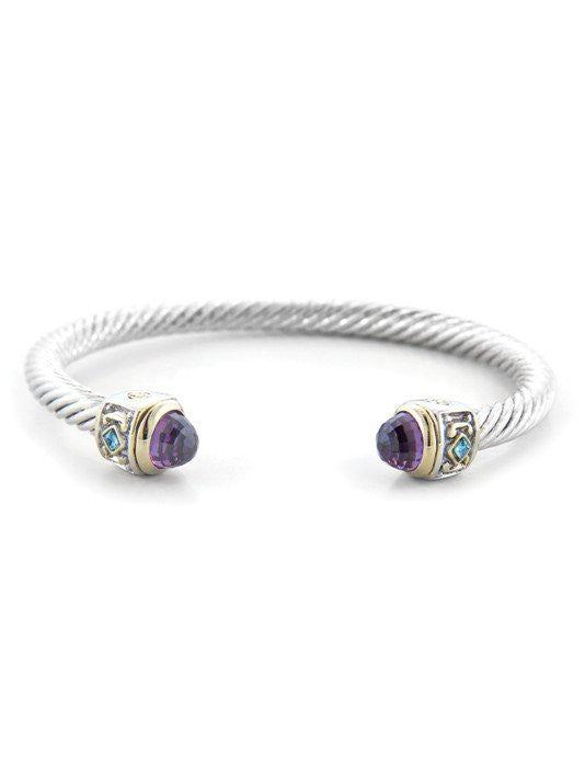 Nouveau Small Wire Cuff with Accent Stone Bracelet by John Medeiros