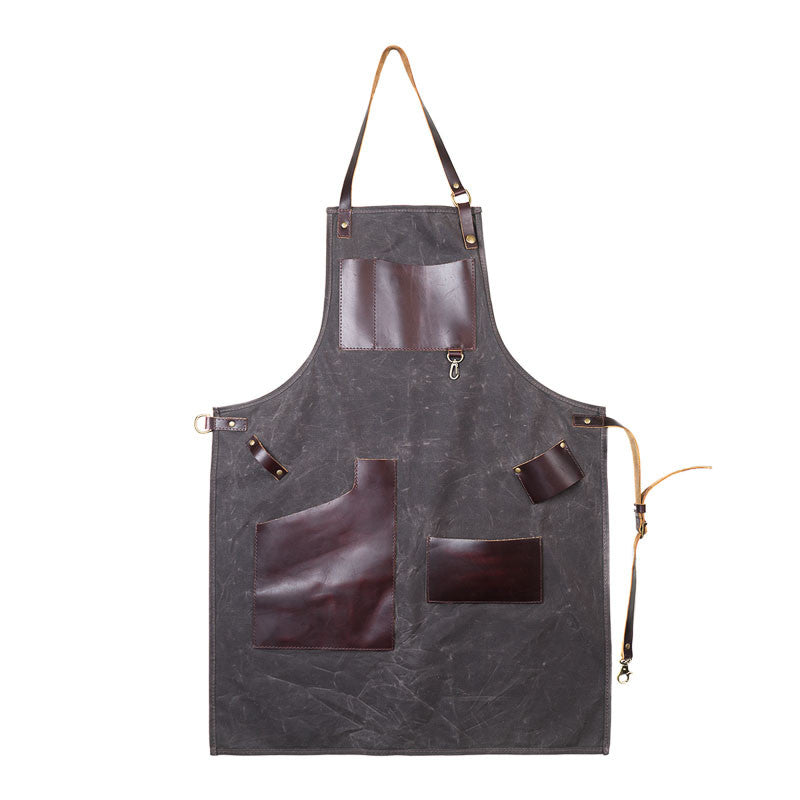 Waxed Canvas Journeyman Apron with Leather Pockets - Available in Multiple Colors