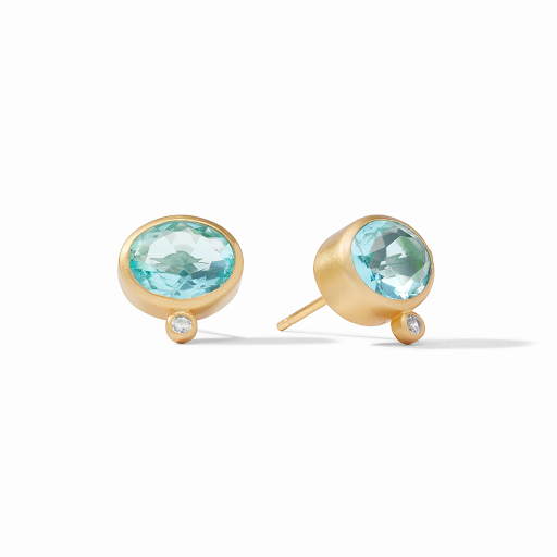 Antonia Gold Bahamian Blue Stud Earrings by Julie Vos