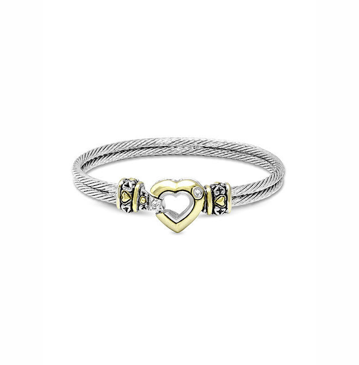 John Medeiros 7" Solid Heart Double Wire Bracelet