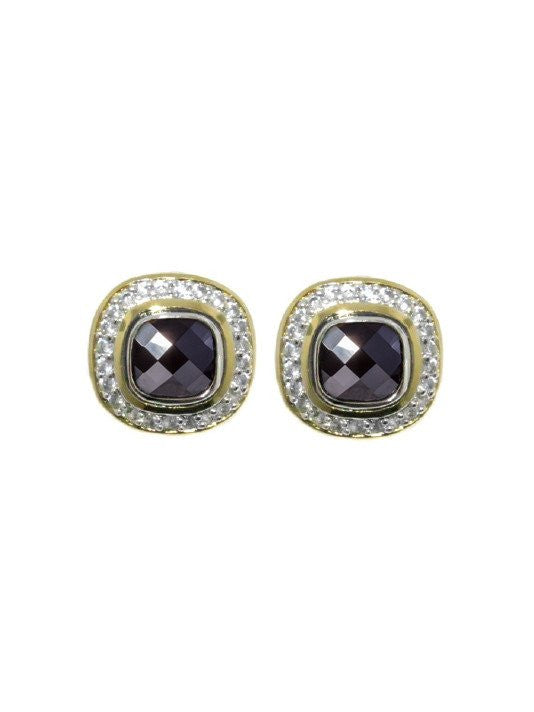 Nouveau Pave Accented Square Post Clip Earrings by John Medeiros
