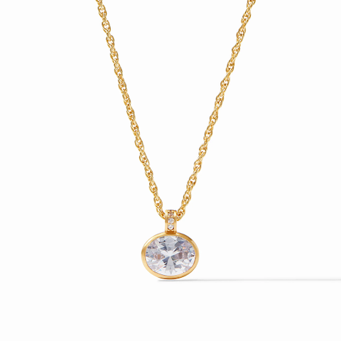 Antonia Solitaire Gold Cubic Zirconia Necklace by Julie Vos
