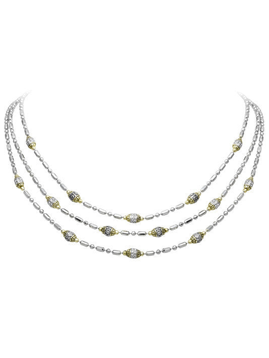 Beaded Pave Triple Strand Necklace by John Medeiros