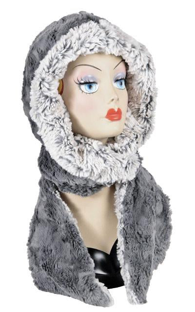 Silver Stratus with Cuddly Stone Luxury Faux Fur Hoody Scarf