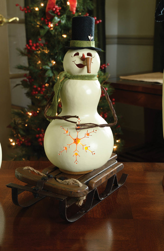 Coconut Medium Tall Lit Snowman Gourd