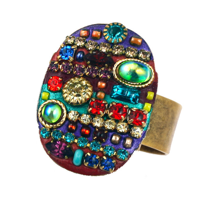 Multi Bright Large Oval Ring by Michal Golan