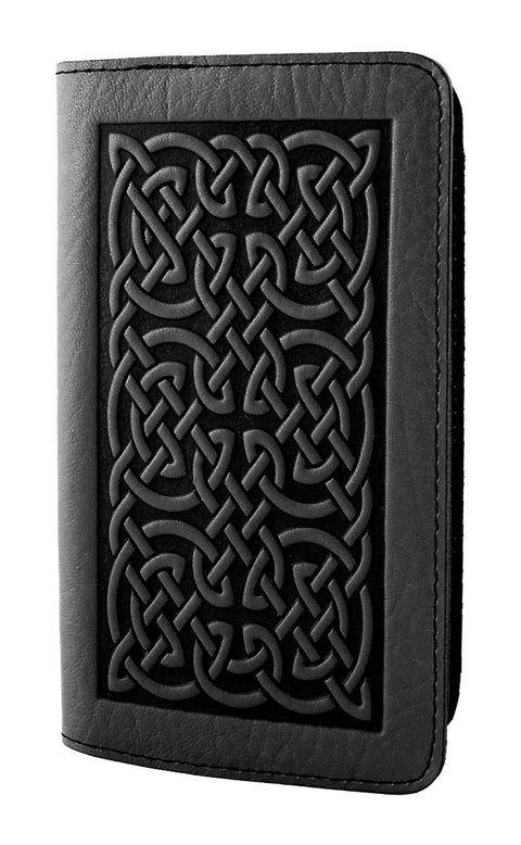 Leather Checkbook Cover - Bold Celtic in Black