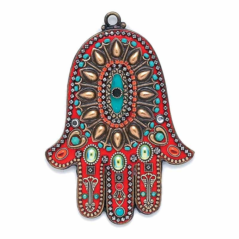 Coral and Turquoise Wall Hamsa