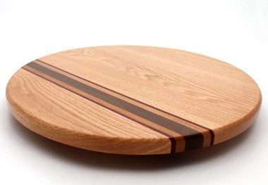 Lazy Susan with Stripes in Oak - Size 16"