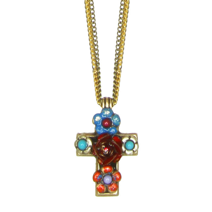 Eden Small Cross Triple Strand Necklace by Michal Golan