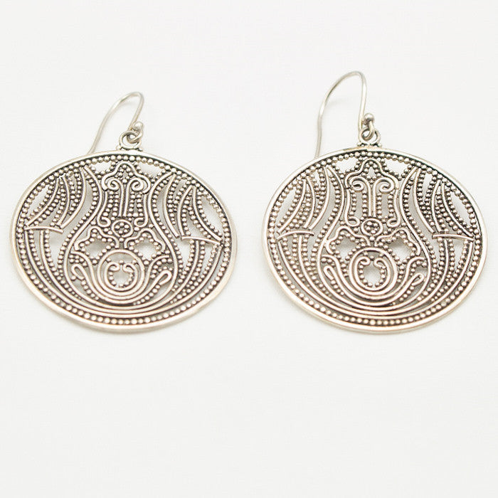 Sterling Silver Large Round Drop Earrings