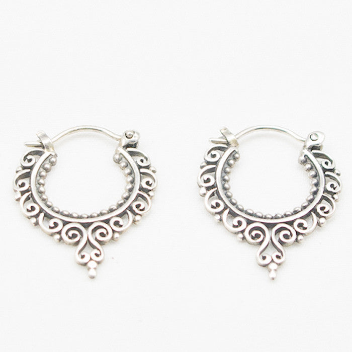 Sterling Silver Sideways Hoop Earrings