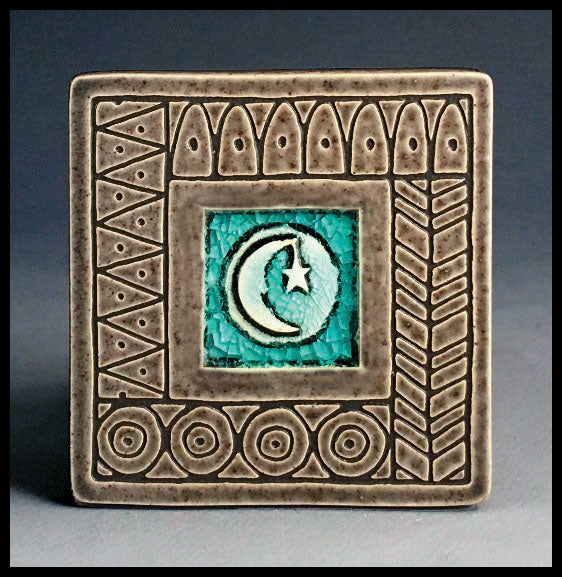 Moon with Design Ceramic Coaster