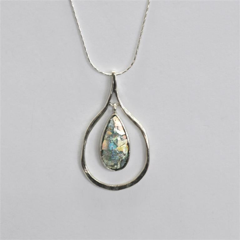 Double Teardrop Roman Glass Necklace