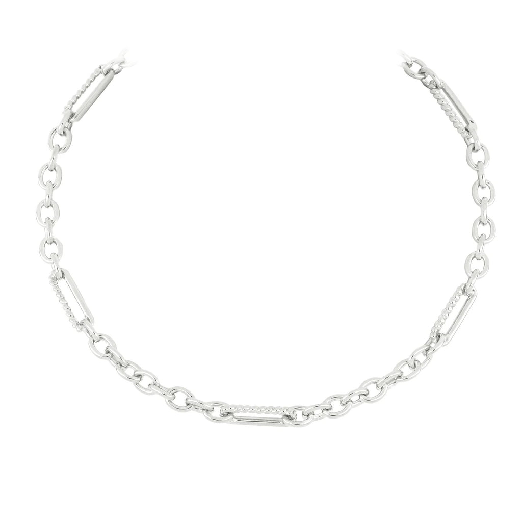 Diamante JM Large & Small Links Necklace Rhodium by John Medeiros