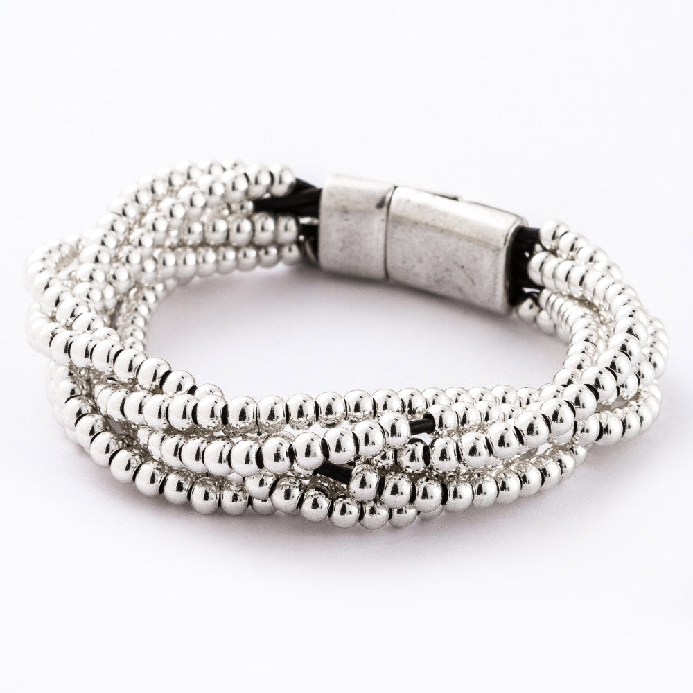 Twist Silver on Leather Bracelet