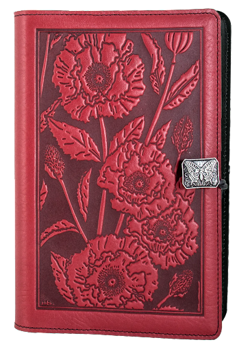 Small Leather Journal - Oriental Poppy in Red