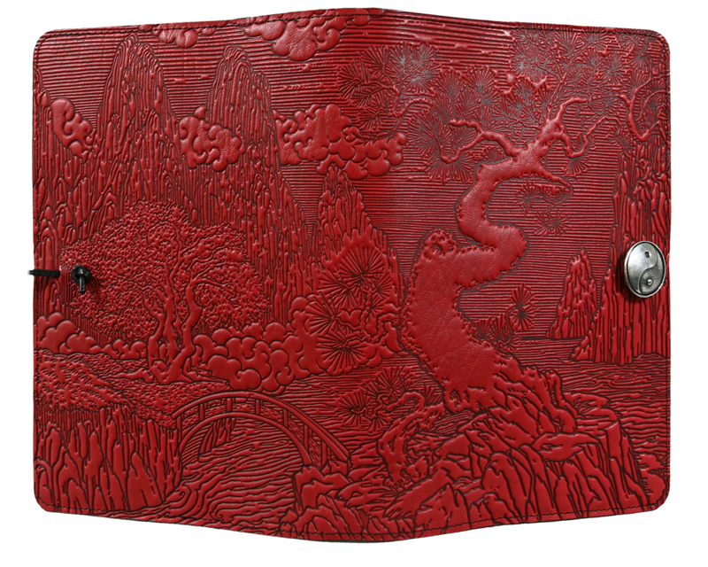 Small Leather Journal - River Garden in Red