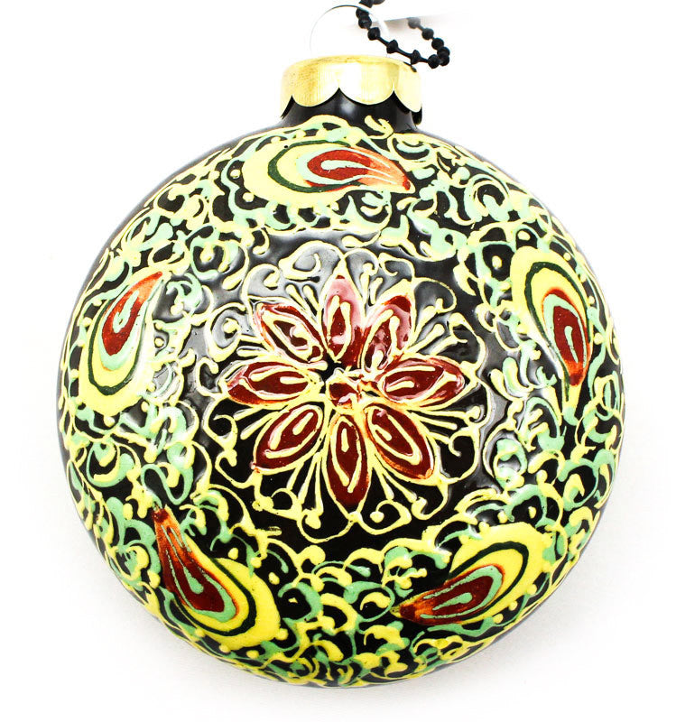 Harmonious Fireburst Small Round Cermaic Ornament