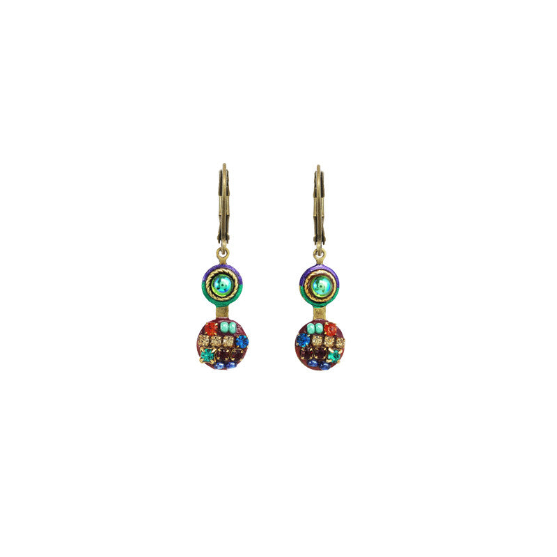 Multi Bright Two Circle Dangle Earrings by Michal Golan