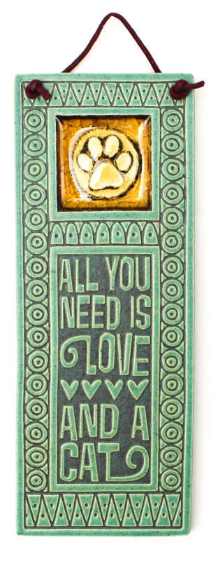 Love and a Cat Glass and Ceramic Tile