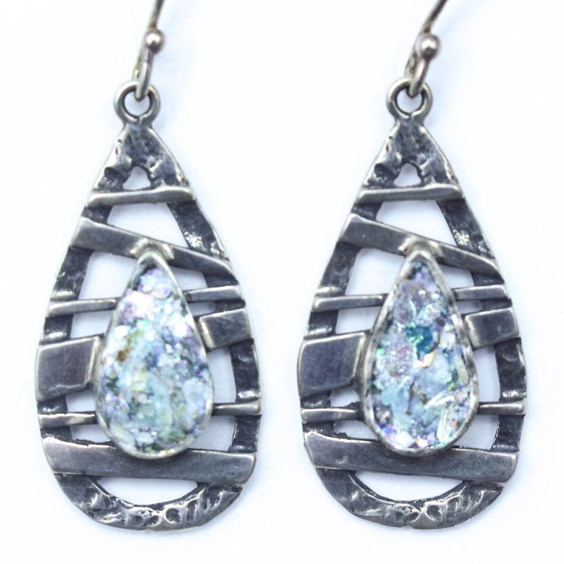 Teardrop Roman Glass Earrings
