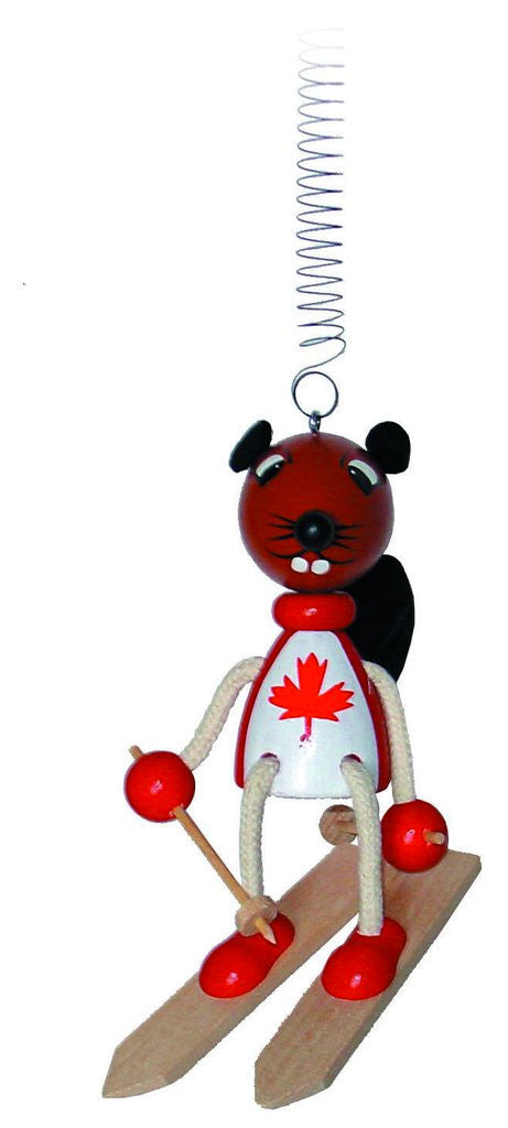 Canadian Beaver Skiier Handcrafted Wooden Jumpie