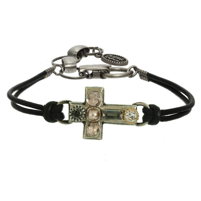Small Cross Leather Bracelet by Michal Golan
