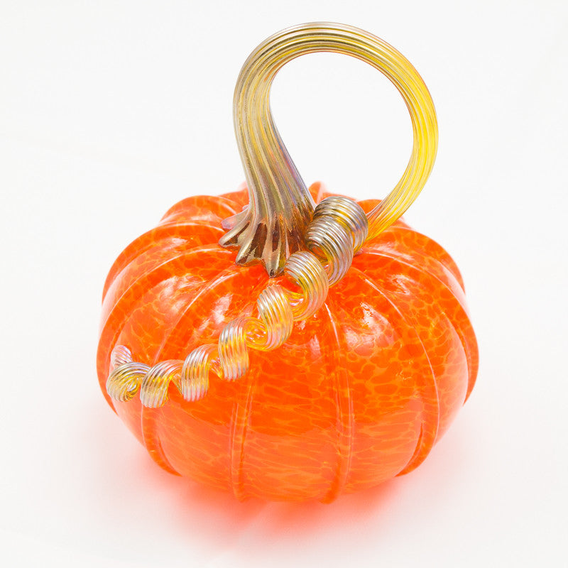 Handblown Glass Pumpkin in Bright Orange