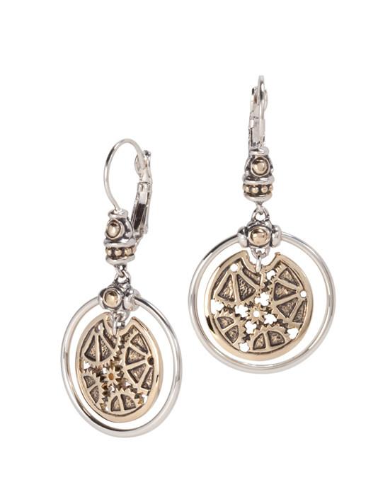 Gears of Time Collection Large Drop Centerpiece Lever Back Earrings by John Medeiros