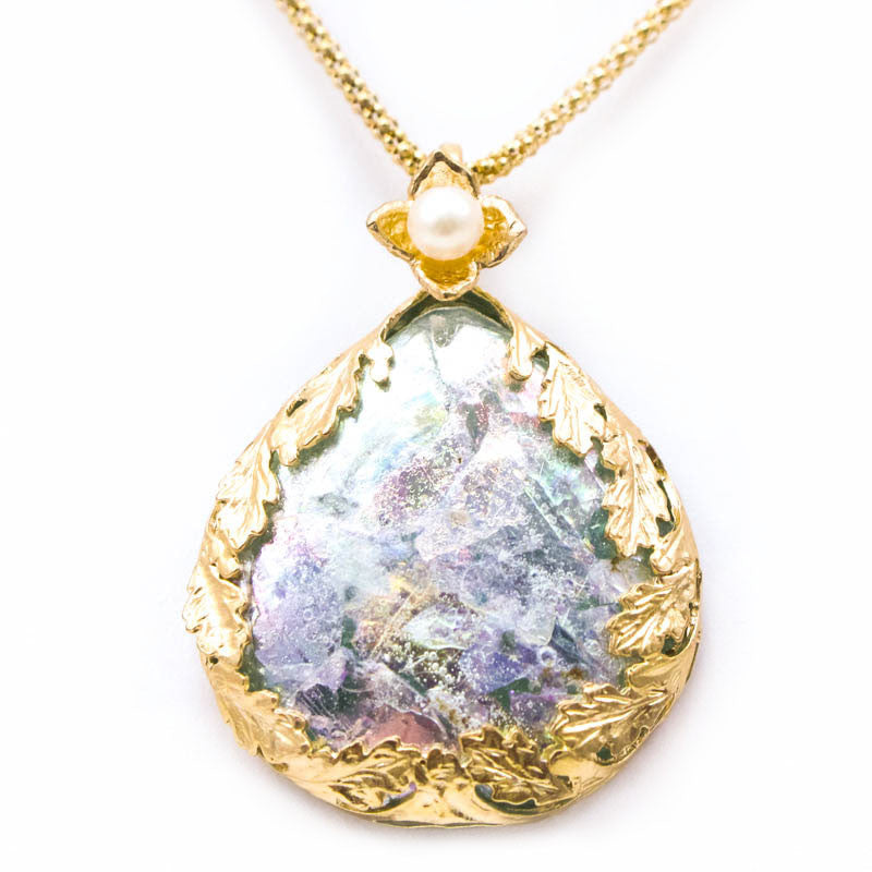 Sunrise Adventure Patina Roman Glass Necklace