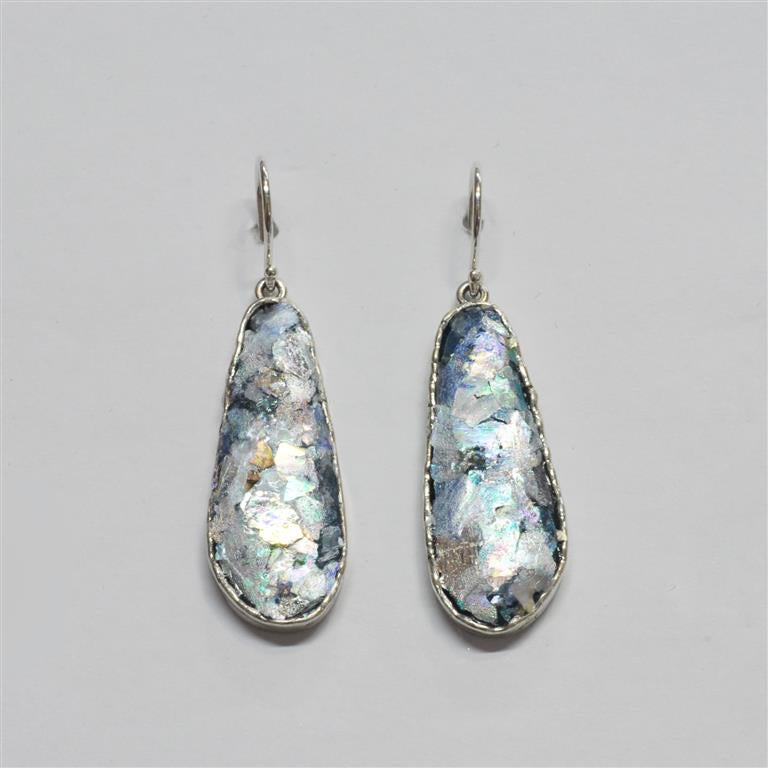 Long Oval Roman Glass Earrings