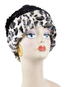 White Jaguar and Black Luxury Faux Fur Cuffed Pillbox Hat
