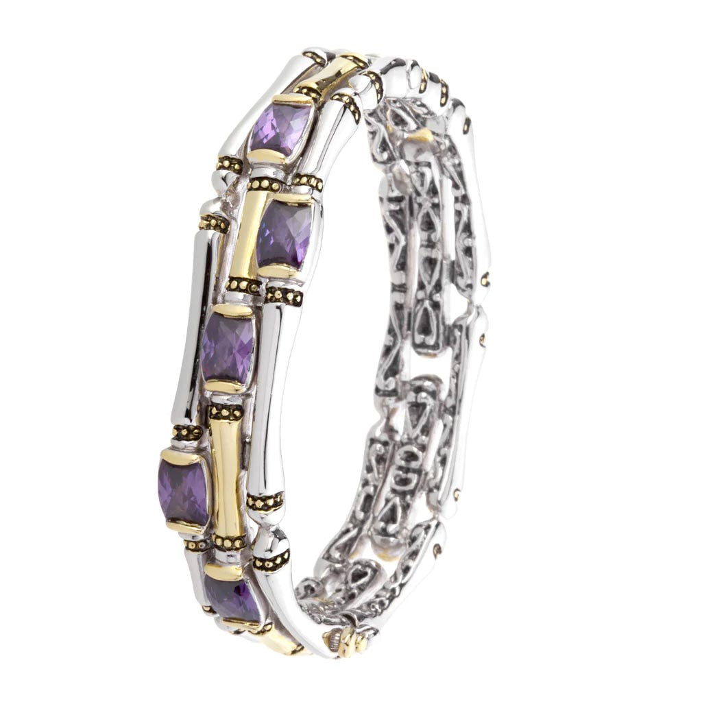 Canias Cor Collection Bracelet Three Row Hinged Bangle Amethyst