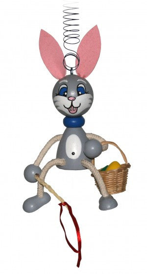 Easter Rabbit with Basket Handcrafted Wooden Jumpie