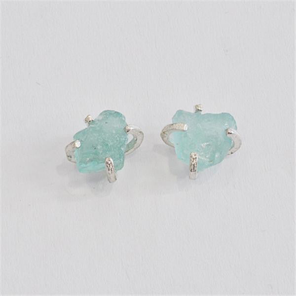 Pronged Setting Chunky Washed Roman Glass Post Earrings