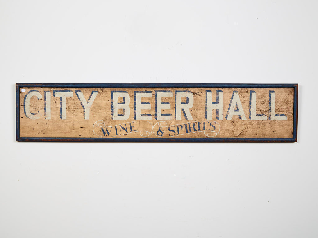 City Beer Hall, Wine & Spirits, Yellow with Black Boarder Americana Art