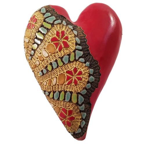 Julia's New Look Heart Cermaic Wall Art by Laurie Pollpeter