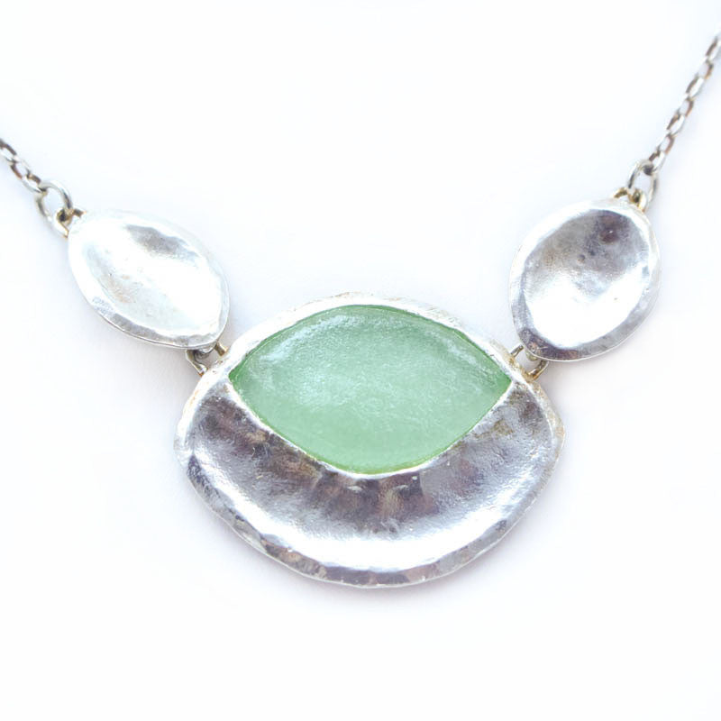 Eclipse Triple Bead Washed Roman Glass Necklace